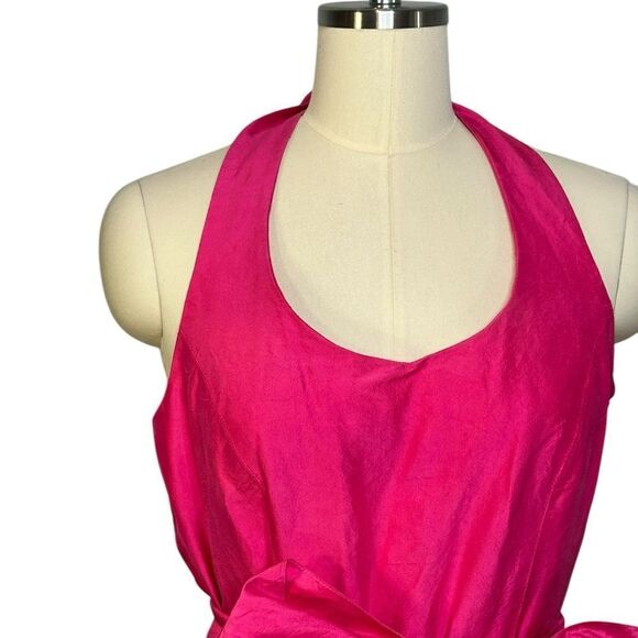 Sara Campbell Vintage 1980s Pink Silk Halter Midi Dress| Size 8 - Picture 5 of 10